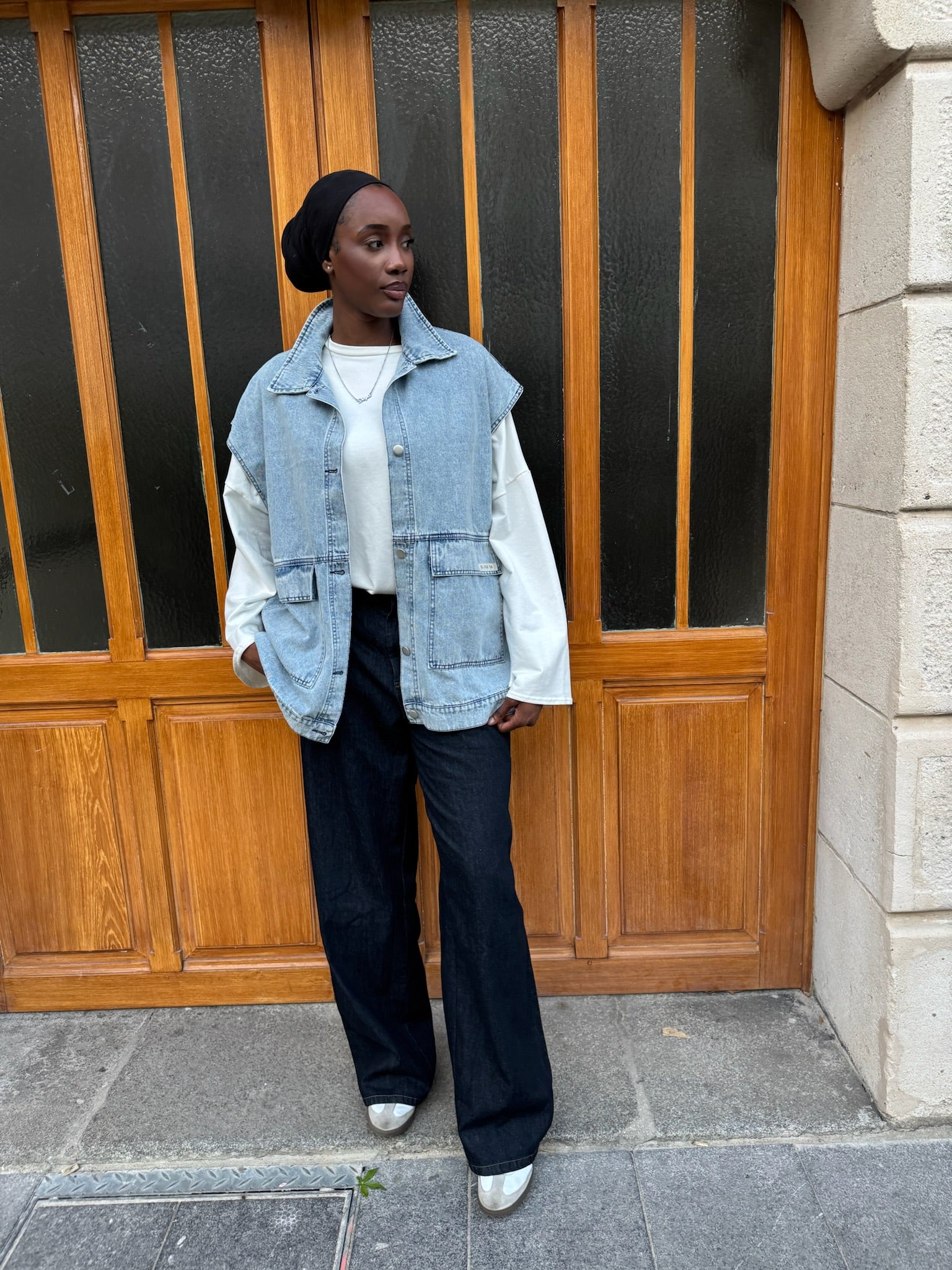 Gilet Sans Manches En Jean GOV DENIM - Taille M - Occasion Bon état - Style Motard